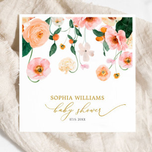 Serviette En Papier Pavot rose Baby shower floral serviettes