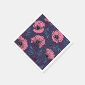 Serviette En Papier Pavot rose sur violet foncé (Coin)