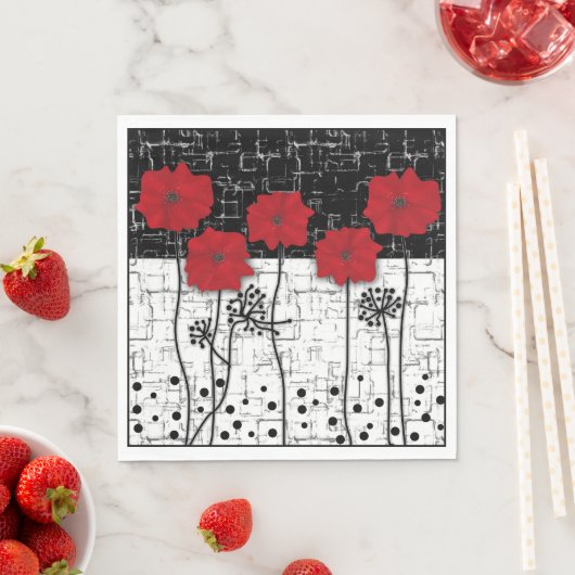 Serviette En Papier Pavot rouge (En situation)