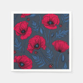 Serviette En Papier Pavot rouge et coccinelle bleu foncé (Devant)