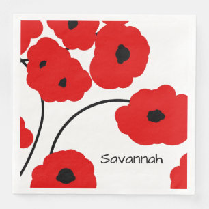 SERVIETTE EN PAPIER PAVOTS CHICS DE ROUGE DU PAPIER NAPKIN_MODERN