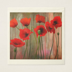 Serviette En Papier Pavots d'aquarelle