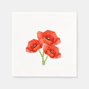 Serviette En Papier Pavots rouges d'origami