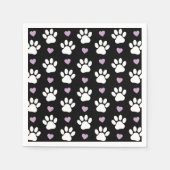Serviette En Papier Paw Motif, Chien Paws, White Paws, Lilac Hearts (Devant)