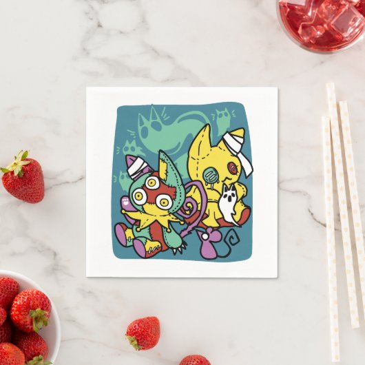 Serviette En Papier Paw-sitly Frightful | Halloween de chats monstrueu (En situation)