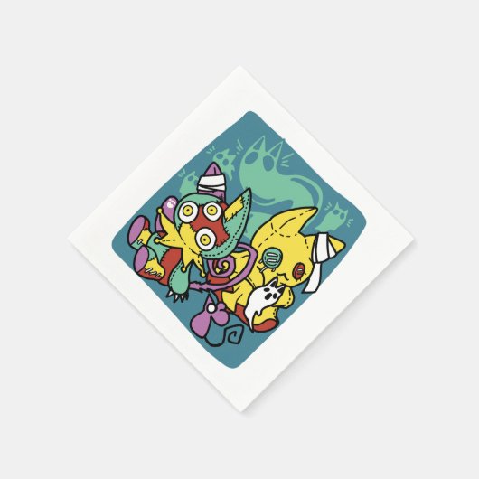 Serviette En Papier Paw-sitly Frightful | Halloween de chats monstrueu (Coin)