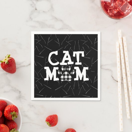 Serviette En Papier Pawprint maman chat avec poils de chat (En situation)