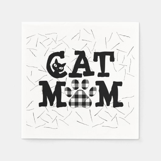 Serviette En Papier Pawprint maman chat avec poils de chat (Devant)