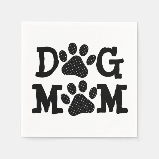 Serviette En Papier Pawprints MOM DOG avec Pois (Devant)