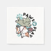 Serviette En Papier Paws and Play – Adorable Cat Illustration (Devant)