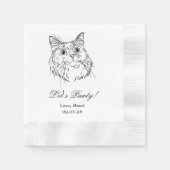 Serviette En Papier Pawty Custom Cat Drawn Cocktail Mariage (Devant)