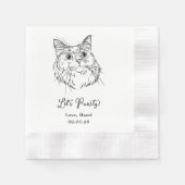 Serviette En Papier Pawty Custom Cat Drawn Cocktail Mariage (Devant)