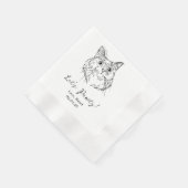 Serviette En Papier Pawty Custom Cat Drawn Cocktail Mariage (Coin)