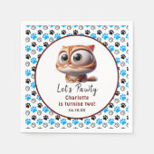 Serviette En Papier Pawty ! Cute Cat 2e fête d'anniversaire (Devant)