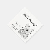 Serviette En Papier Pawty Drawn Funny Chien Simple Mariage (Coin)
