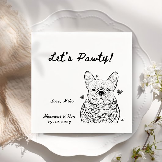 Serviette En Papier Pawty Drawn Funny Chien Simple Mariage