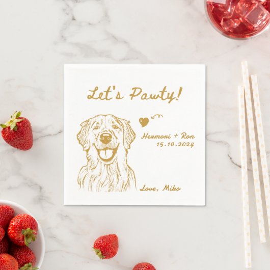Serviette En Papier Pawty Minimalist Funny Chien Simple Mariage (En situation)