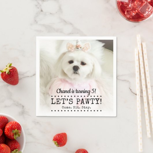 Serviette En Papier Pawty Photo Pet Anniversaire (En situation)