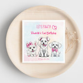 Serviette En Papier Pawty rose mignon chiots d'anniversaire imprimé