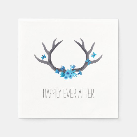 Serviette En Papier Pays Antlers Mariage bleu (Devant)