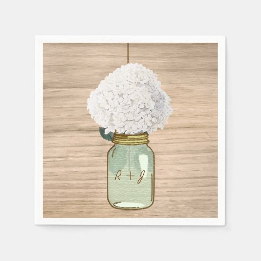 Serviette En Papier Pays Bois Rustique Mason Jar Hydrangea (Devant)
