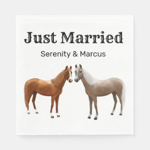 Serviette En Papier Pays de Cheval Rustique Mariés Mariage Occidental