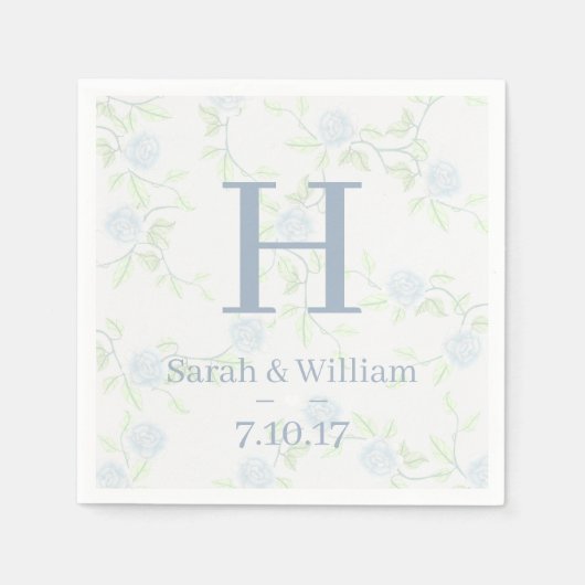 Serviette En Papier Pays Élégant bleu clair Rose Mariage (Devant)