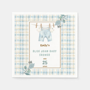 Serviette En Papier Pays En vichy Blue Jean Baby shower Bienvenue
