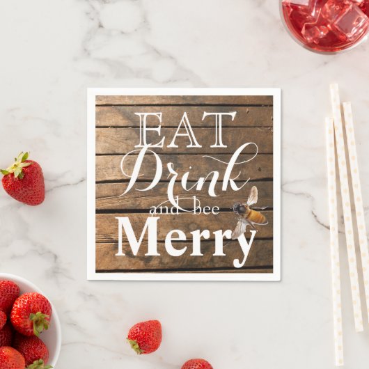 Serviette En Papier Pays grange rustique abeille à miel en bois (En situation)