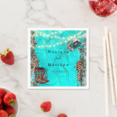 Serviette En Papier Pays Ouest Turquoise Lumières Leopard Mariage (En situation)