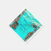 Serviette En Papier Pays Ouest Turquoise Lumières Leopard Mariage (Coin)