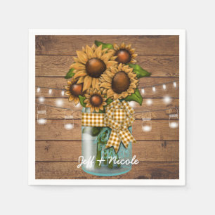 Serviette En Papier Pays Russe Mason Jar avec tournesol