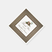 Serviette En Papier Pays Russe Monogramme Arbre et Mariage de Burlap (Coin)