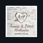 Serviette En Papier Pays Rustic Birch Tree Bark Mariage serviettes<br><div class="desc">Le Country Rustic Birch Tree Bark Mariage Napkins - dispose d'un arrière - plan d'écorce de bouleau avec un coeur sculpté. Voir les produits correspondants ci-dessous.</div>