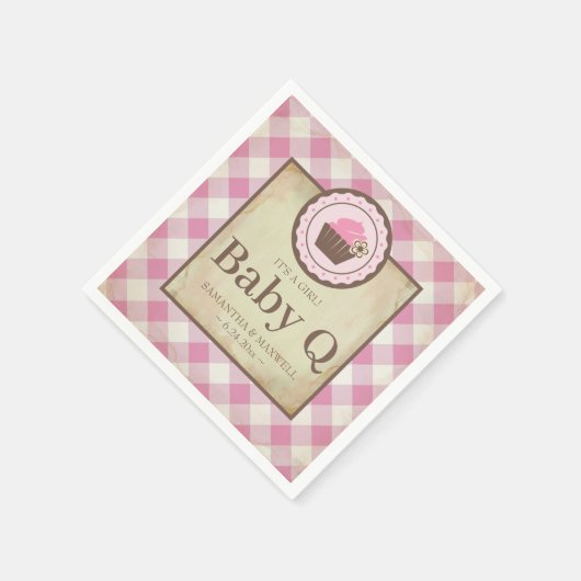 Serviette En Papier Pays rustique En vichy Cupcake Baby Q (Coin)