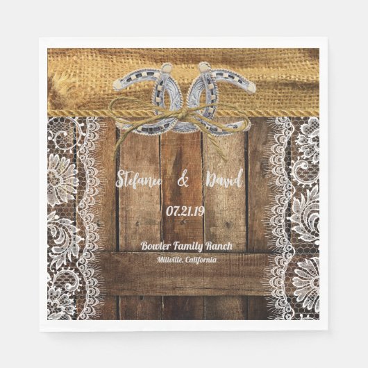 Serviette En Papier Pays Rustique Western Mariage Papier Napkin (Devant)