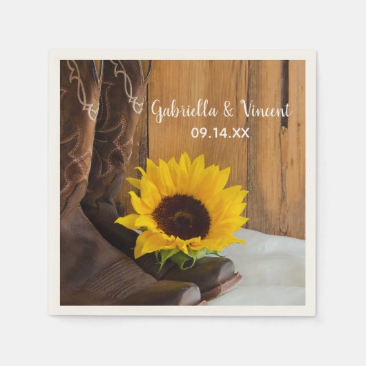 Serviette En Papier Pays Sunflower Mariage Ouest (Devant)