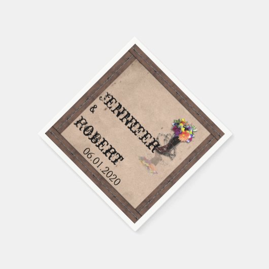 Serviette En Papier Pays Western Barbed Wire Mariage Napkin (Coin)