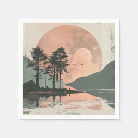 Serviette En Papier Paysage Abstrait de Boho (1) (Devant)