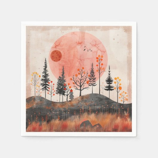 Serviette En Papier Paysage Abstrait de Boho (13) (Devant)