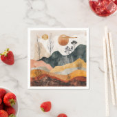 Serviette En Papier Paysage Abstrait de Boho (15) (En situation)