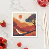Serviette En Papier Paysage Abstrait de Boho (19) (En situation)