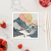 Serviette En Papier Paysage Abstrait de Boho (2) (En situation)
