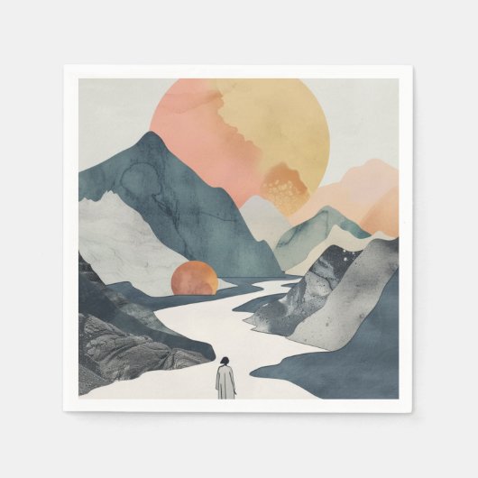 Serviette En Papier Paysage Abstrait de Boho (2) (Devant)