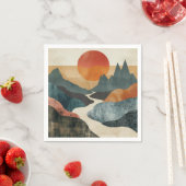 Serviette En Papier Paysage Abstrait de Boho (5) (En situation)