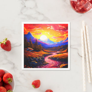 Serviette En Papier Paysage Ai