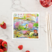 Serviette En Papier Paysage aquarelle (En situation)