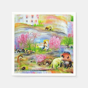 Serviette En Papier Paysage aquarelle