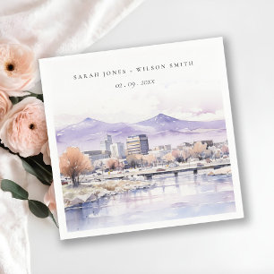 Serviette En Papier Paysage aquarelle de mariage à Boise, Idaho