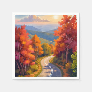 Serviette En Papier Paysage aquarelle du feuillage d'automne du Vermon